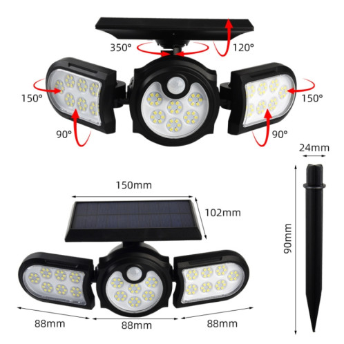 112 LED TG-TY080 3-TEADES PLAQUES SOLAIRE SOLAIRE EXTÉRIEUR EMPLÈME EMPLÈME EMPANCHÉRICAILLE EMPLOI LE JARDON Lampe à gazon SH1402605-07