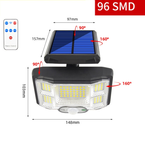 TG-TY085 Solaire EXTERNE PRODUCTION HUMANCHE PLUMAGE EMPLOYE Jardin Étanche Étanche Lumière de rue à la télécommande, Spécification: 96 LED intégrée SH2701141-06