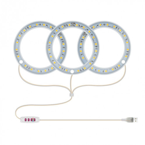 Lampe de croissance de plante LED Spectroscopie complète Timing intelligent Remplissage d'intérieur Anneau de lumière Lampe d'installation, Puissance: Trois Tête (Sunshine) SH403A1784-07