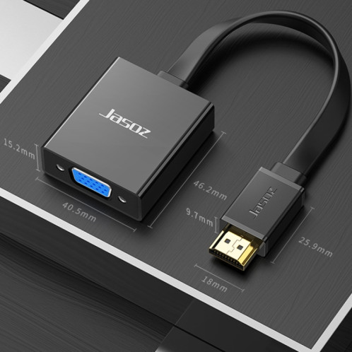 2 PCS JASOZ 1080P HDMI to VGA Convertisseur Noyau de cuivre sans oxygène, couleur: avec audio (noir) SJ6105514-07