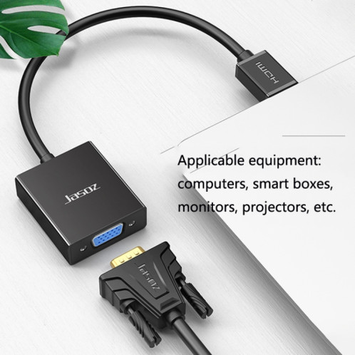 2 PCS JASOZ 1080P HDMI to VGA Convertisseur Noyau de cuivre sans oxygène, couleur: avec audio (noir) SJ6105514-07