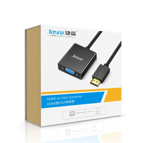 2 PCS JASOZ 1080P HDMI to VGA Convertisseur Noyau de cuivre sans oxygène, couleur: avec audio (noir) SJ6105514-07