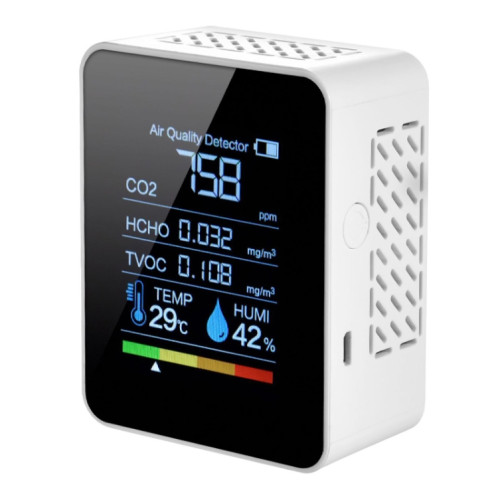 TVOC1 Portable CO2 Qualité de l'air Portable Détecteur de dioxyde de carbone Hygromètre de température intérieure avec écran numérique LED (blanc) SH507W1354-06