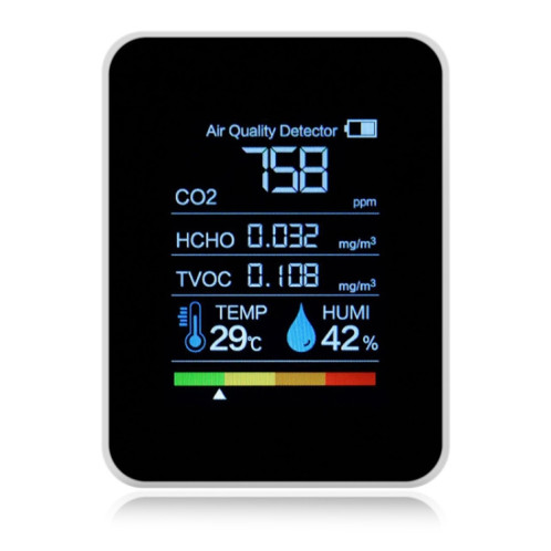 TVOC1 Portable CO2 Qualité de l'air Portable Détecteur de dioxyde de carbone Hygromètre de température intérieure avec écran numérique LED (blanc) SH507W1354-06