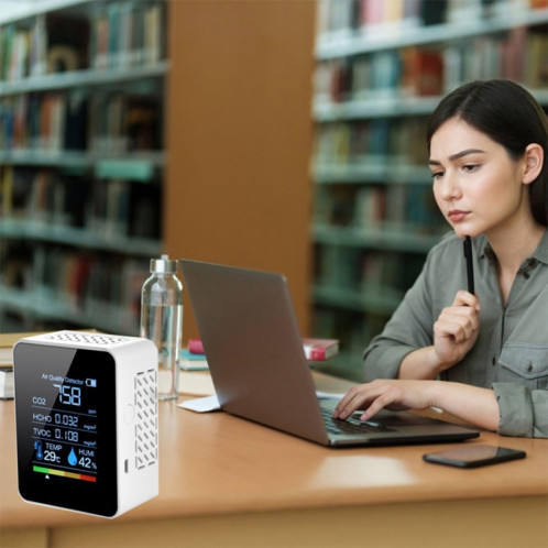 TVOC1 Portable CO2 Qualité de l'air Portable Détecteur de dioxyde de carbone Hygromètre de température intérieure avec écran numérique LED (blanc) SH507W1354-06