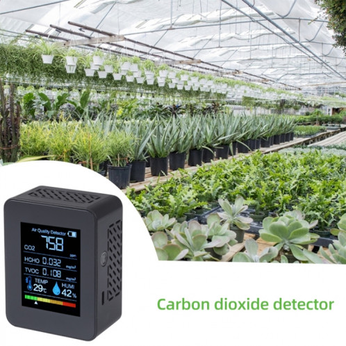 TVOC1 Portable CO2 Qualité de l'air Formaldéhyde Détecteur de dioxyde de carbone Hygromètre de température intérieure avec écran numérique à LED (noir) SH3507415-08