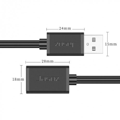 3 pcs Jasoz USB Mâle à Femme Câble d'extension de coeur de cuivre sans oxygène, Couleur: noir 1,5 m SH48031462-07