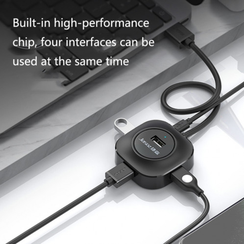 Jasoz Hub USB2.0 Hub USB2.0 Hub 1 à 4 Hub d'amarrage, Couleur: Noir 0.5m SJ6102901-07