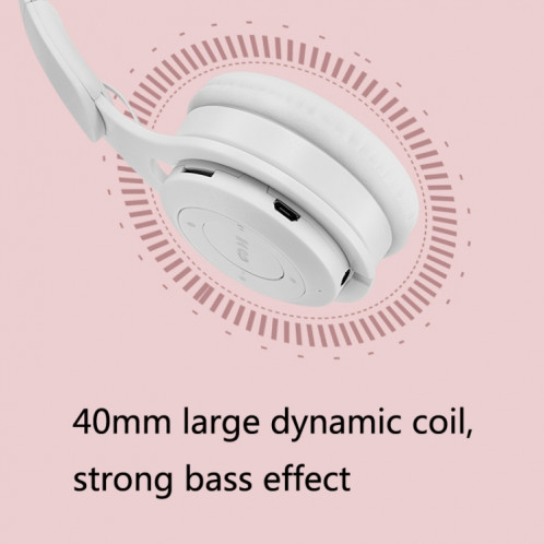 Casque Bluetooth sans fil M6 casque stéréo de jeu pliant avec micro (rose) SH901E1371-07