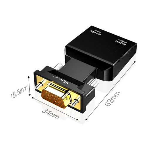 Convertisseur HW-2217 VGA à HDMI avec l'hôte de l'ordinateur audio à HD Converter (Noir) SH701A264-07