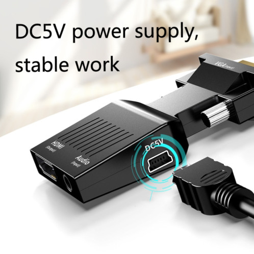 Convertisseur HW-2217 VGA à HDMI avec l'hôte de l'ordinateur audio à HD Converter (Noir) SH701A264-07