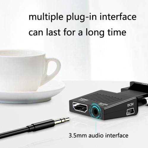 Convertisseur HW-2217 VGA à HDMI avec l'hôte de l'ordinateur audio à HD Converter (Noir) SH701A264-07