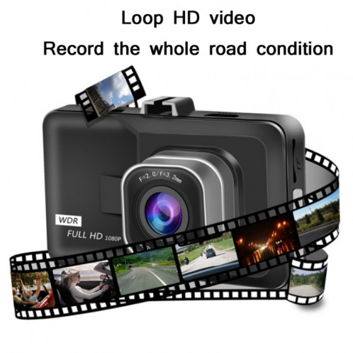 Enregistreur d'entraînement grand angle de 3,0 pouces HD 1080P avec spécification d'image d'inverser: définition normale enregistrement unique (noir) SH73011264-06