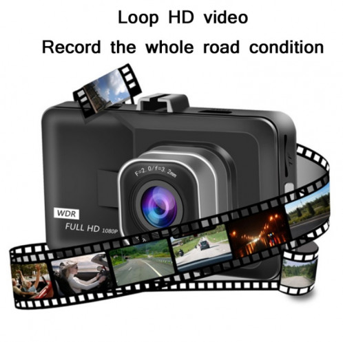 Enregistreur de conduite grand angle de 3,0 pouces HD 1080P avec spécification d'image d'inverser: HD Single Record (Noir) SH7302129-06