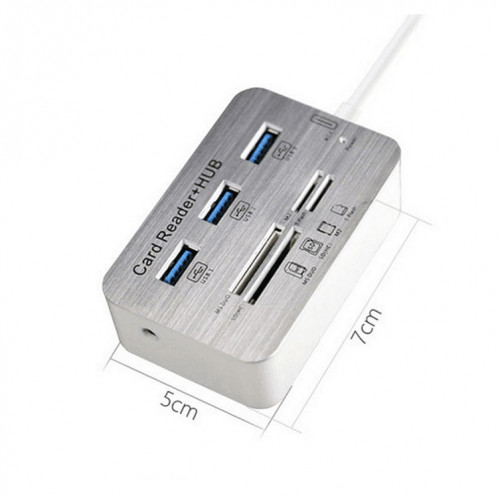 619-3.0 3 HUB PORT + 4 Lecteur de carte de port Un à trois séparateur de moyeu USB à haute vitesse USB 3.0 (blanc) SH401A442-06