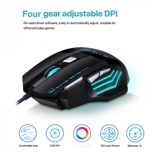 Gaming Bloodbat GM02 7 Keys USB Wired OpoElectronics Jeu Mouse Digital Respiratory Lights Souris SG45011244-07