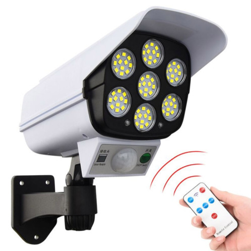 Capteur solaire LED murmaut mural Simulation de la simulation caméra éblouissement Lampe de rue anti-voleur, style: télécommande (77ed) SH60011490-07