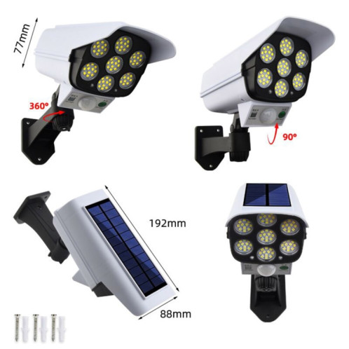 Capteur solaire LED murmaut mural Simulation de la simulation caméra éblouissement Lampe de rue anti-voleur, style: télécommande (77ed) SH60011490-07