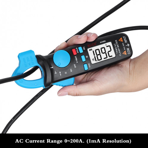 Compteur de pince numérique Bsiz81 ACM81 Auto-Rang 1MA Précision de la précision 200A actuelle CC AC multimètre (noir) SB701B858-07