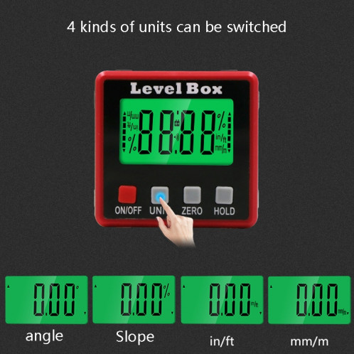 Goniomètres électroniques de précision numériques numériques 4x90 degrés Base magnétique à angle de rectificteur à angle de rectificteur de rectificatif (inclination) SH001A1610-07