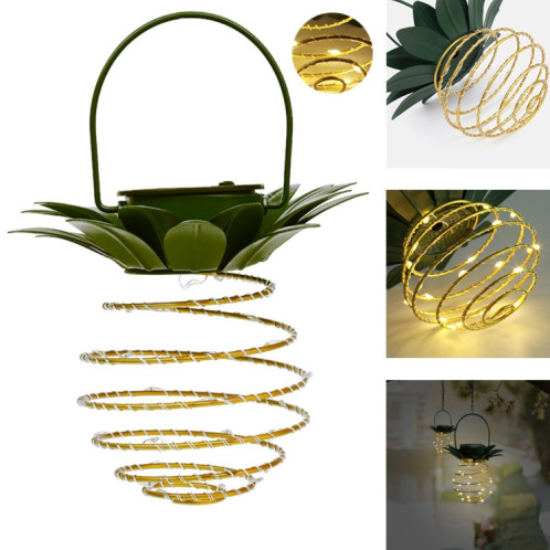 60 LEDs solaires ananas solaires lumières en fer forgé Lanterne LED fil de cuivre chaîne de jardin d'extérieur étanche de jardin Lanternes de décoration SH60021784-07