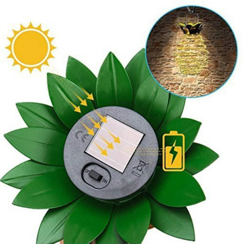 60 LEDs solaires ananas solaires lumières en fer forgé Lanterne LED fil de cuivre chaîne de jardin d'extérieur étanche de jardin Lanternes de décoration SH60021784-07