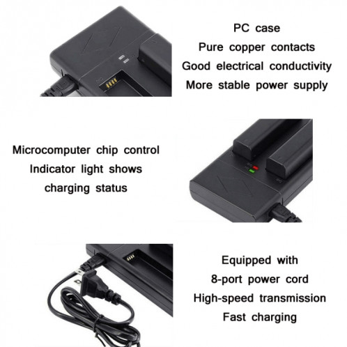 JINNET 2 PCS Chargeur de batterie de la batterie de la caméra à gimbal pour DJI / OSMO (fiche UE) SJ601A1180-05