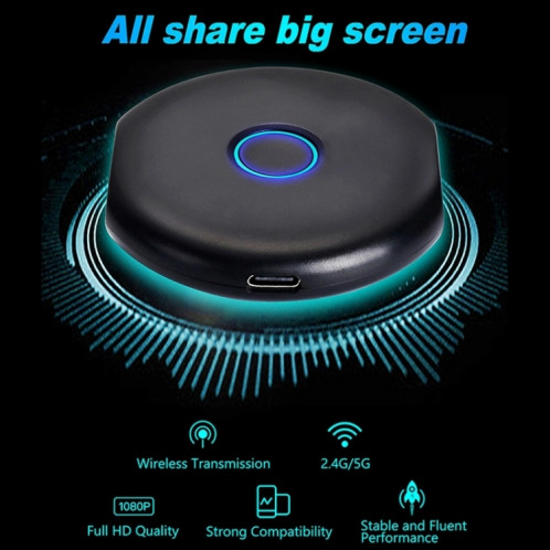 C39A 4K 2.4G + 5G WIFI Affichage sans fil Dongle Stick HDTV Stick pour ordinateur portable Mac iOS et smartphone Android SH0801526-07