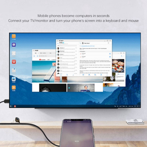 T2 Type C USB To Connecteur d'écran TV 4K 60Hz Compatible 4K 60Hz HD pour téléphones, tablettes, ordinateurs portables, projecteurs (noir) SH101A219-07