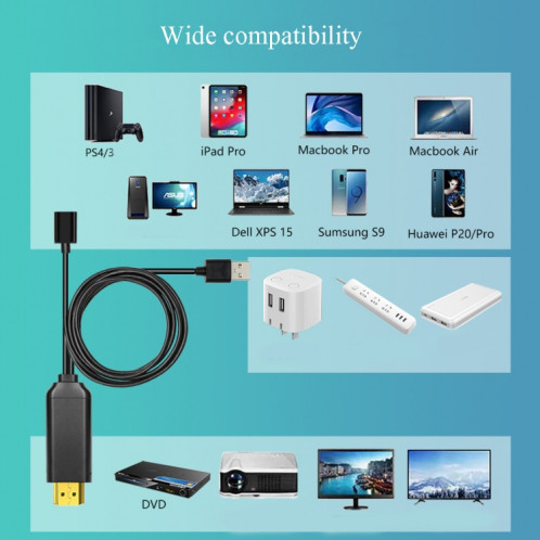 L3B TYPE-C USB à transfert audio compatible HDMI Connecteur d'écran TV HD TIX-NO-One (noir) SH201A1427-07