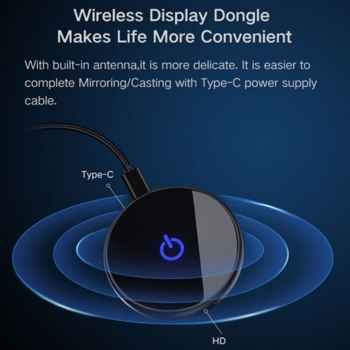 C29 4K 60Hz 2.4g + 5G WECHAT App affichage sans fil Dongle TV Stick WIFI DLNA Récepteur d'affichage compatible HDMI pour TV iOS / Andorid Téléphone SH910464-07