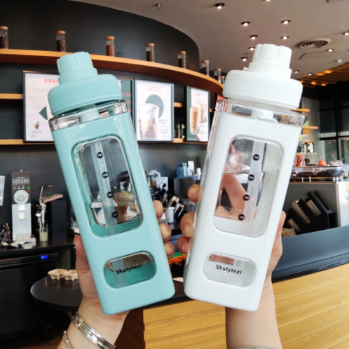 2 PCS Coupe d'eau en plastique carrée avec des bouilloires portables de sport de grande capacité de sport à grande capacité, couleur: 900 ml (blanc) SH1204953-07