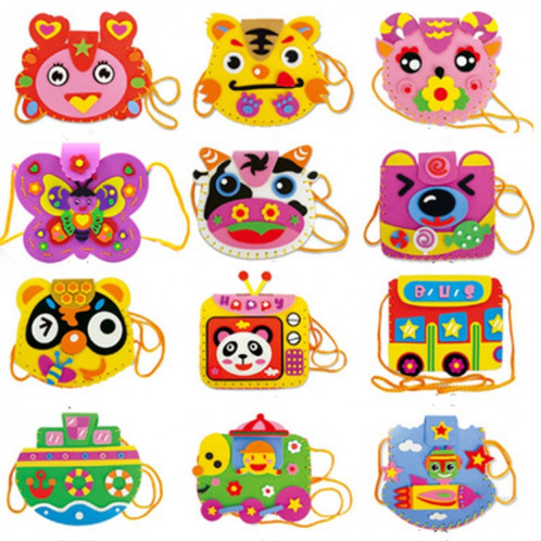 3 pièces multicolores en mousse EVA puzzles de beaux animaux sacs faits à la main pour enfants, livraison de style aléatoire SH25721535-05