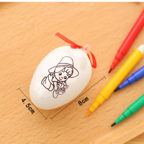 4 PCS à la main dessin animé peint oeufs de Pâques enfants jouets éducatifs, motif et couleur aléatoires SH2742279-06