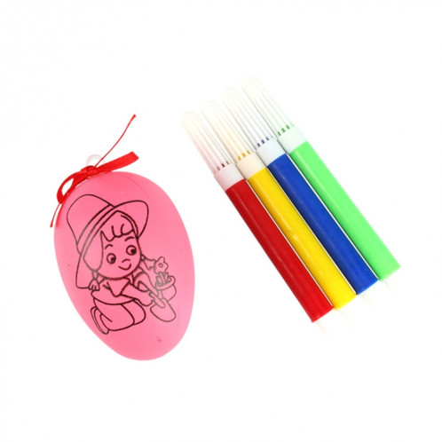 4 PCS à la main dessin animé peint oeufs de Pâques enfants jouets éducatifs, motif et couleur aléatoires SH2742279-06