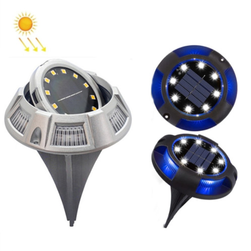 Lampe de pelouse enterrée en extérieur de la lampe solaire en plein air, Spec: 12 LED blanc + lumière bleue (coquille en aluminium) SH06011076-05