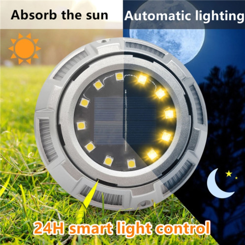Lampe de pelouse enterrée en extérieur de la lampe solaire en plein air, Spec: 12 LED blanc + lumière bleue (coquille en aluminium) SH06011076-05