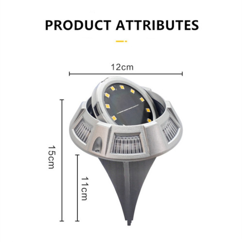 Lampe de pelouse enterrée en extérieur de la lampe solaire en plein air, SPEC: 12 LED Blanc + Couleur Lq (coquille d'aluminium) SH0603100-05
