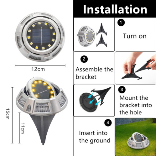 Lampe de pelouse enterrée en extérieur de la lampe souterraine en plein air, Spec: 12 LED à chaud + lumière de couleur (coquille d'aluminium) SH0604521-05