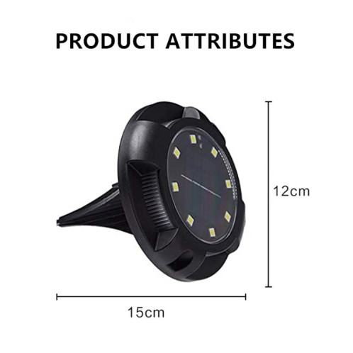 Lampe de pelouse enterrée en extérieur de la lampe solaire en plein air, Spec: 8 LED à chaud + bleu lumière (coquille en plastique) SH060681-05