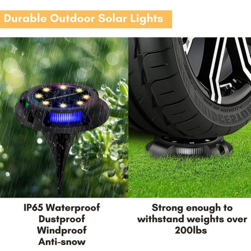 Lampe de pelouse enterrée en extérieur de la lampe solaire en plein air, Spec: 8 LED à chaud + bleu lumière (coquille en plastique) SH060681-05