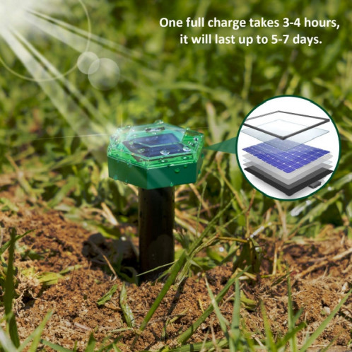 République de taupe ultrasonique solaire hexagonale extérieure insérée dans le répulsif d'animaux en plein air (vert) SH001A906-07