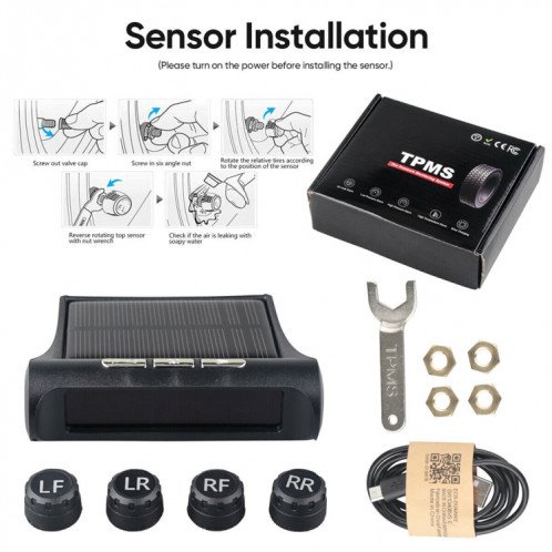 TH1 Système de surveillance de la pression de la pression des pneumatiques sans fil de véhicule T1 Thermomètre de pression de véhicule à usage général (noir) SH601A35-08