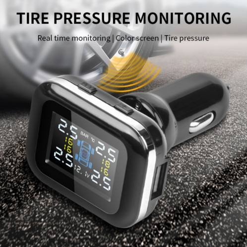 Système de surveillance de la pression de la pression sans fil TPMS de la température de la voiture TPMS de la température de la voiture (noir) SH401A1769-07