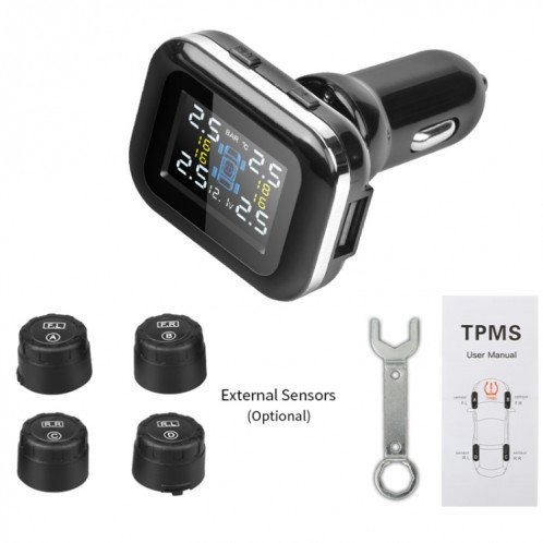 Système de surveillance de la pression de la pression sans fil TPMS de la température de la voiture TPMS de la température de la voiture (noir) SH401A1769-07