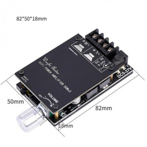 ZK-502C HIFI sans fil Bluetooth 5.0 TPA3116 TPA3116 Board d'amplificateur audio numérique 50W x 2 amplificateur stéréo amplificateur avec coquille SH1101792-06
