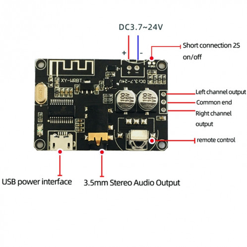 2 PCS XY-WRBT Bluetooth 5.0 Decoder Board Stéréo Module Audio Amplificateur de haut-parleur de tension large sans télécommande SH31011987-04