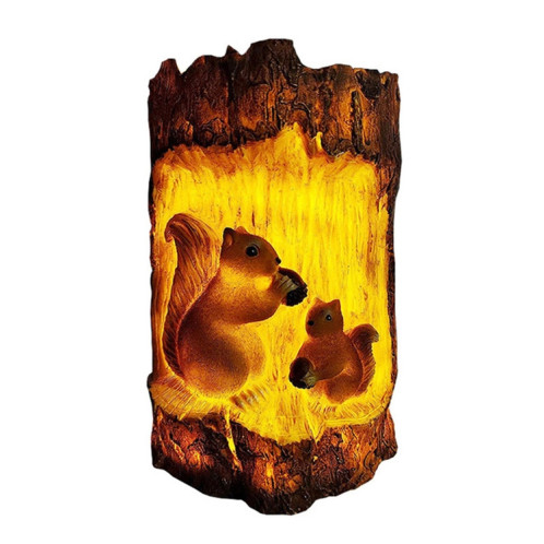 Solar Squirrel Tree Stump de Noël Décoration de Noël Jardin de vacances Ambiance de vacances en plein air Paysage Lumière (lumière chaude) SH801A1216-07