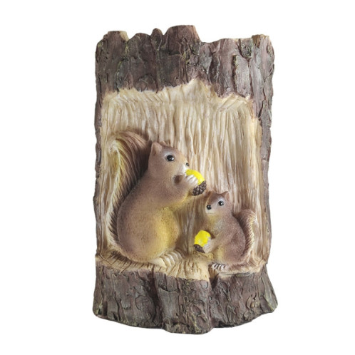 Solar Squirrel Tree Stump de Noël Décoration de Noël Jardin de vacances Ambiance de vacances en plein air Paysage Lumière (lumière chaude) SH801A1216-07