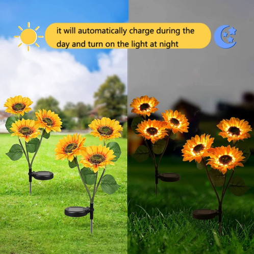 Solar Sunflower Décoration Lumière LED Garden Light Paysage Lumière de paysage, Spécifications: Trois têtes SH95021275-07